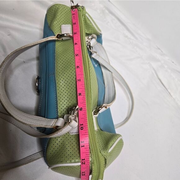 VINTAGE Y2K two tone retro barrel crossbody shoulder east west bag purse - Picture 10 of 11